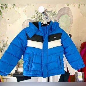 New CB sports toddler boy’s puffer hooded jacket hat coat blue 4 Christmas 🎁